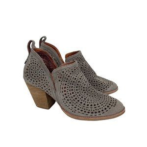 Jeffrey Campbell Rosalee Perforated Suede Heeled Ankle Booties Shoes Womens sz 9